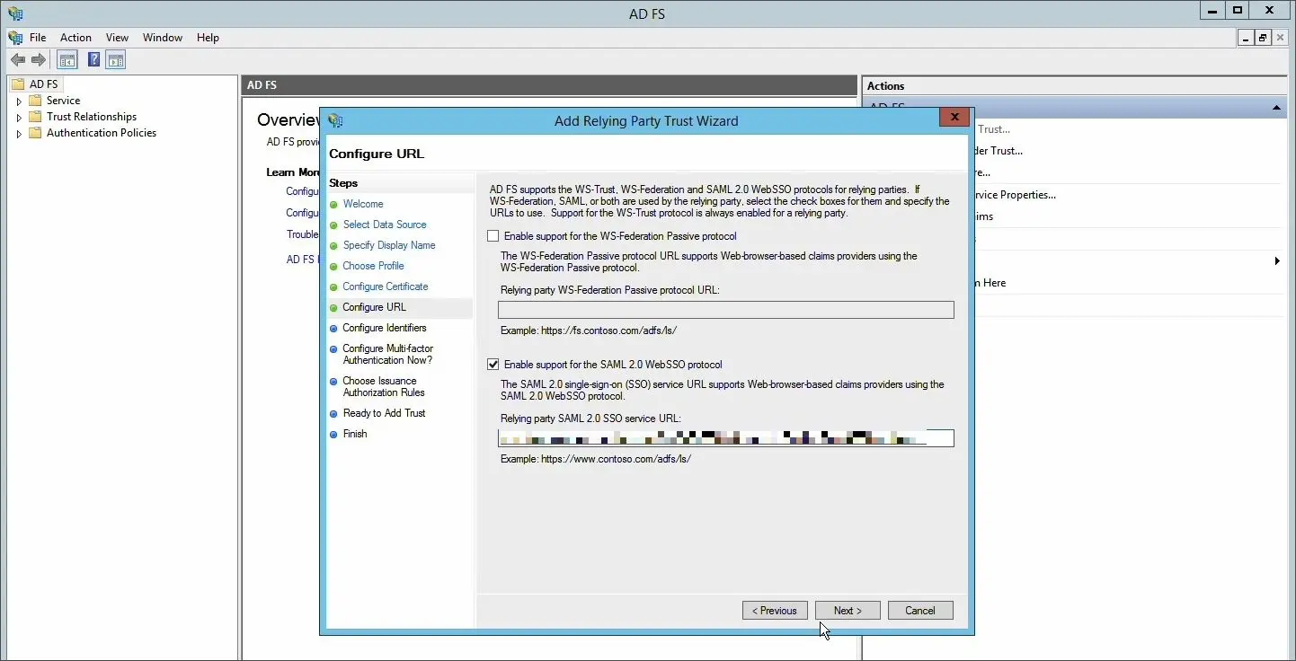 وارد کردن ACS URL پستمن در Relying Party SAML 2.0 SSO service URL