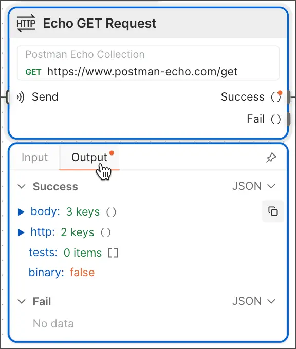 پیشنمایش input و output یک block در Postman Flows برای عیبیابی