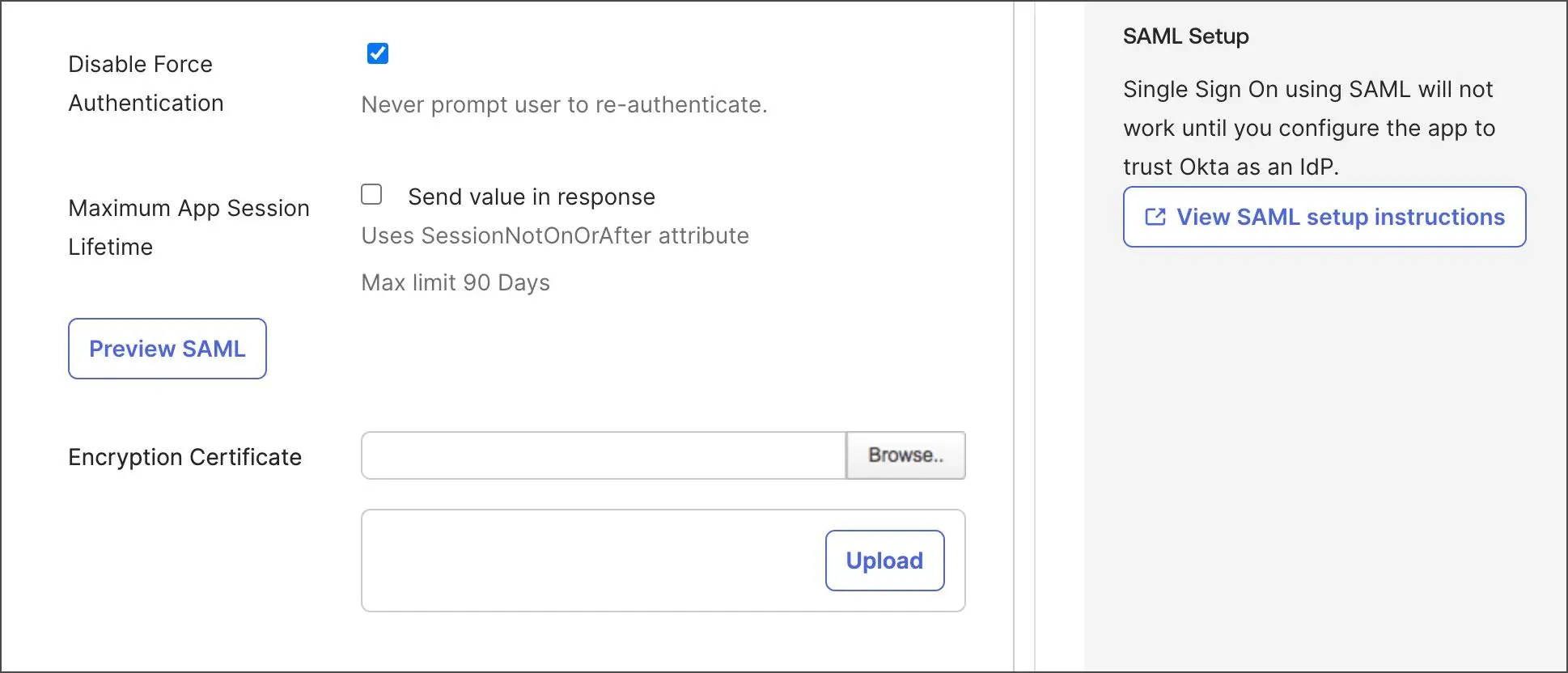 وارد کردن Relay State و ACS URL و Encryption Certificate در Okta