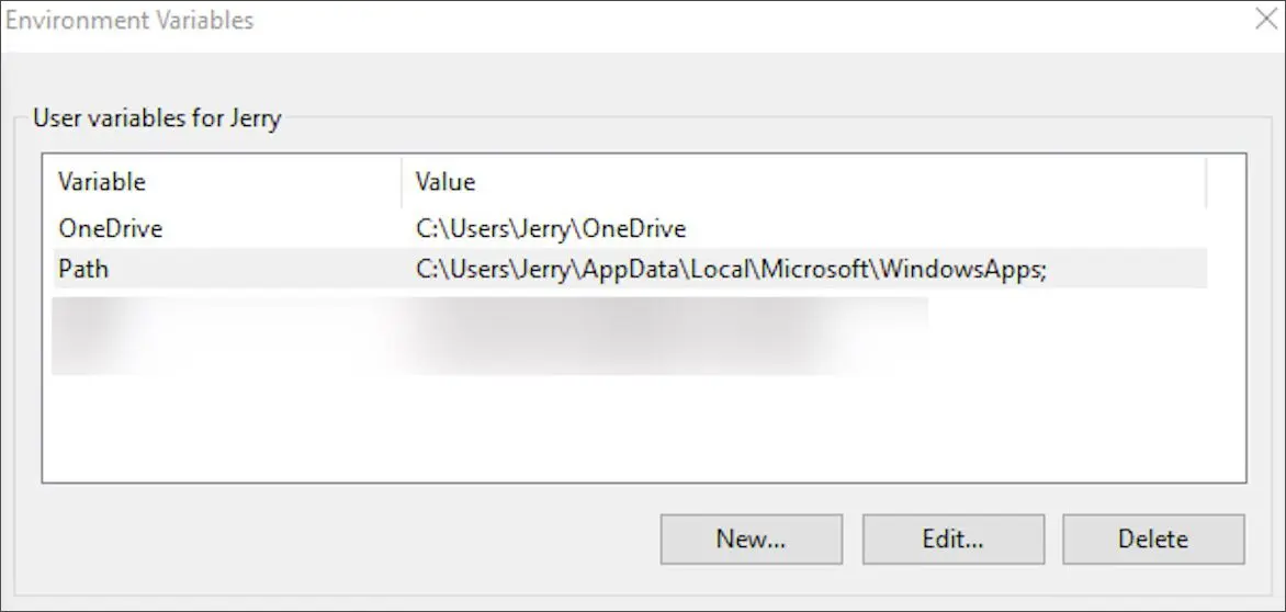 پنجره Edit environment variable در ویندوز برای اضافه کردن مسیر OpenSSL