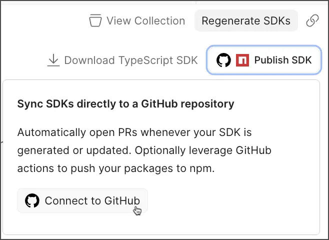 پنجره اتصال SDK به GitHub در Postman