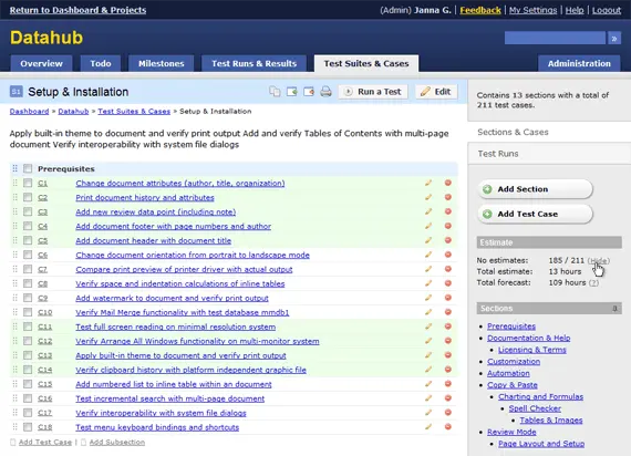 TestRail 2.1 released 1 suite small