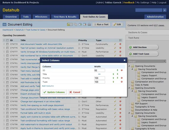 TestRail 2.5 now available 1 columns