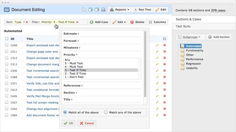 Introducing TestRail 4.0 9 filters