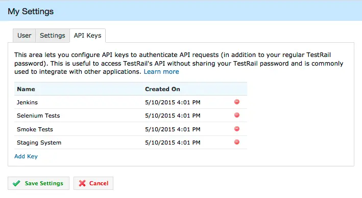 TestRail 4.2: Shortcuts, Field Options, API Keys 4 apikeys