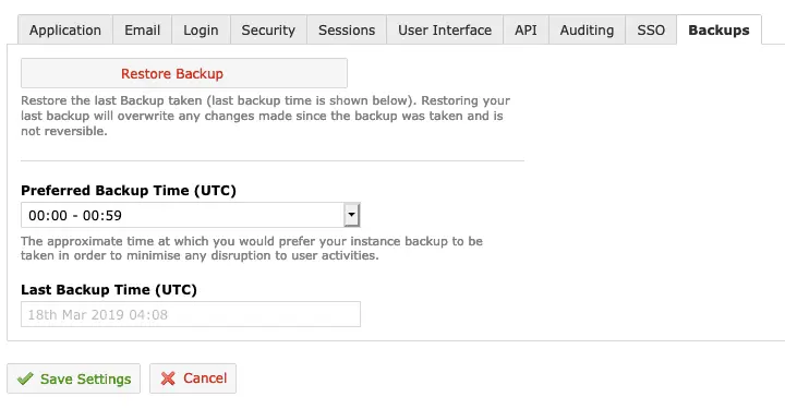 Release 5.7 Configurable backups