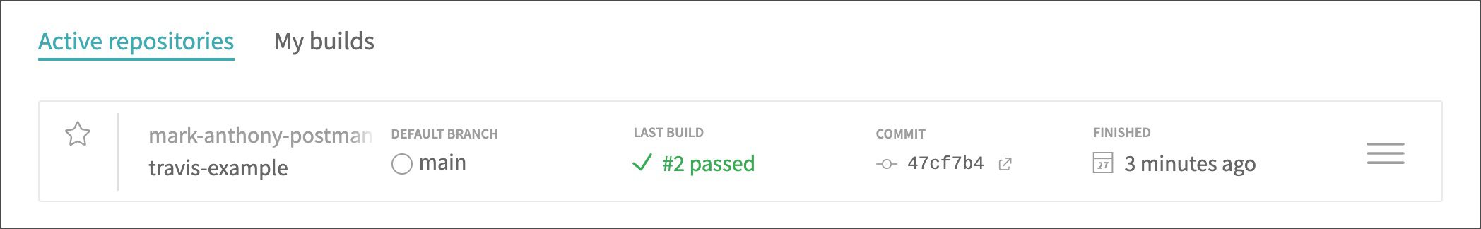 نمونه build موفق Travis CI پس از اجرای تست‌های Postman با Newman